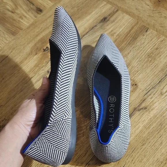 Rothy's Brown and White Herringbone Flats - Picture 5 of 12